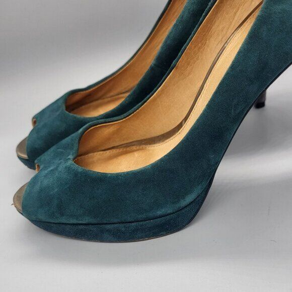 Coach Selma Suede Peep Toe Pumps - Picture 10 of 14